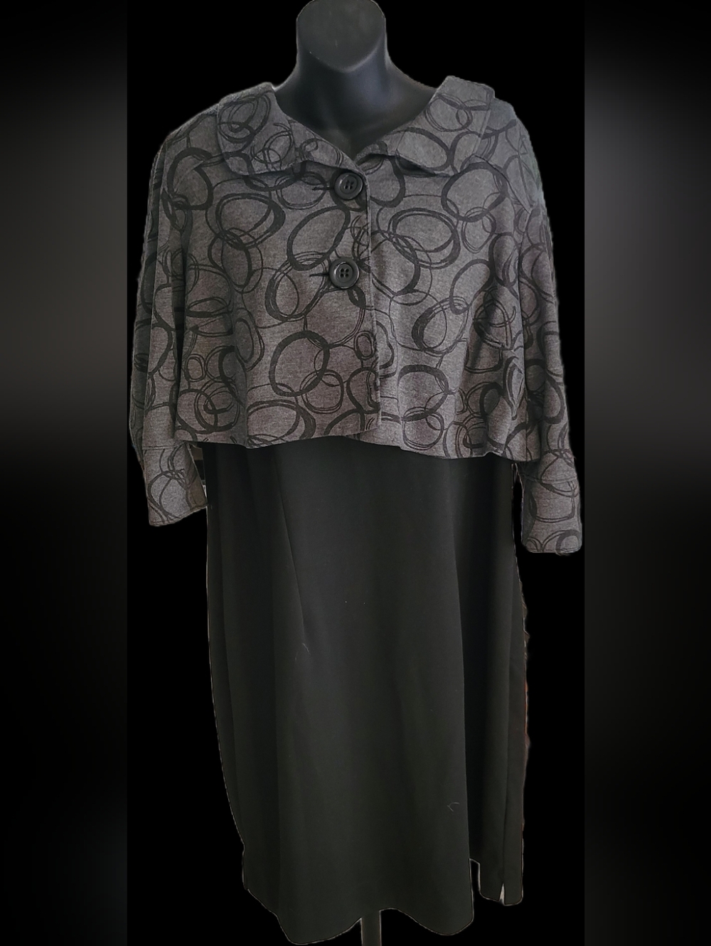 CJ Banks Black Dress with Grey Patterned Jacket, size 16W